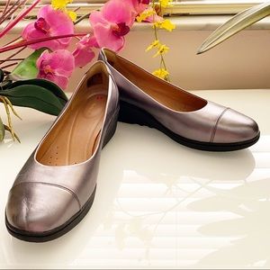UNSTRUCTURED by CLARKS Metallic Wedge Loafers
